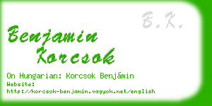 benjamin korcsok business card